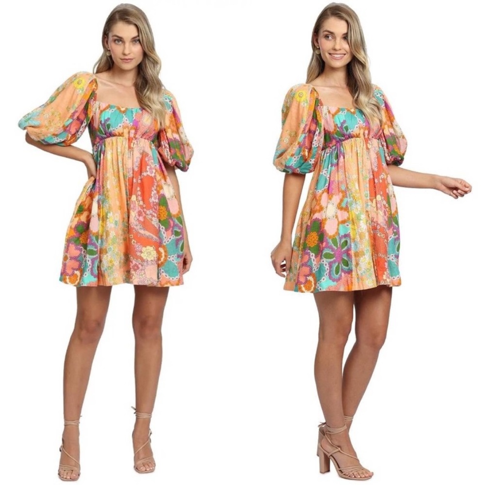 Zimmermann Lola Floral Puff Sleeve Mini Dress